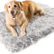 Puprug Faux Fur Memory Foam Orthopedic Dog Bed, Premium Memory Foam Base, Ultra-Soft Faux Fur Cover, Modern and Attractive Design (Large/Extra Large - 50" L X 30" W, Gray Rectangle)