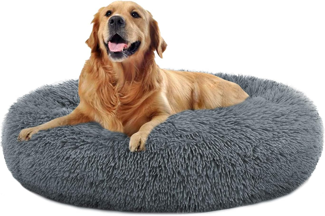 round Donut Cat and Dog Cushion Bed, Pet Bed for Cats or Multiple Dogs, Anti-Slip & Water-Resistant Bottom, Super Soft Durable Fabric Pet Supplies, Machine Washable Luxury Cat & Dog Bed