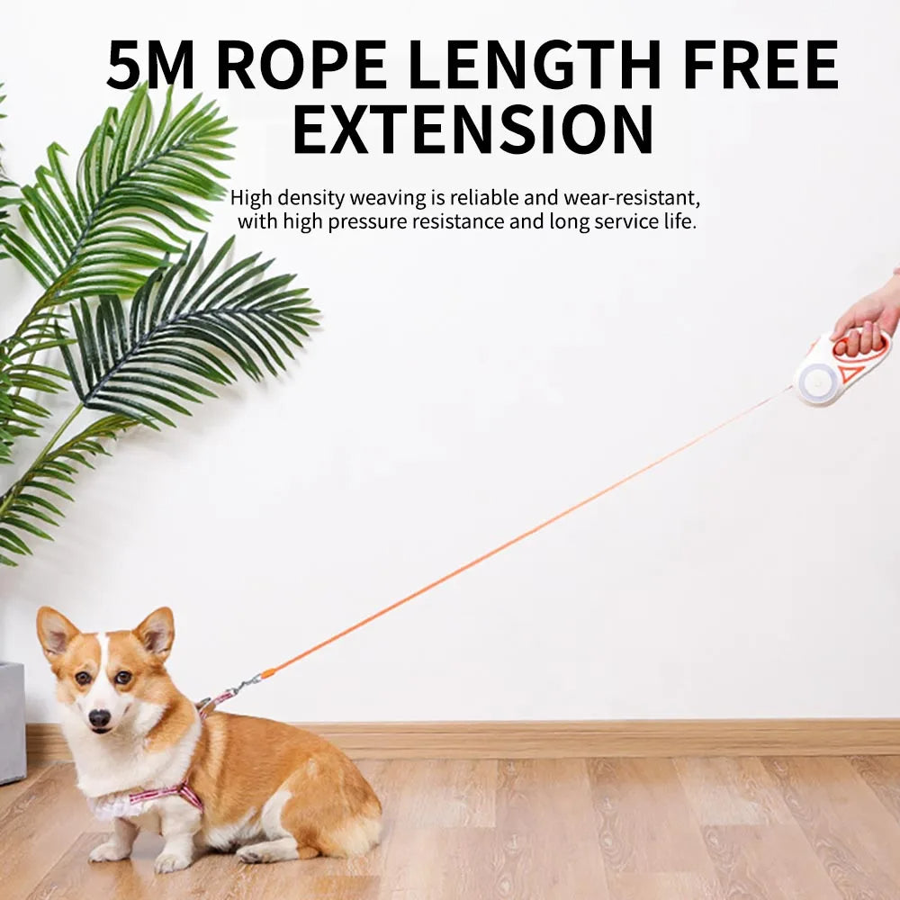 3 and 5M Dog Leash Light Retractable Pet Leads Traction Rope Belt Durable Large Dog Walk Run Leash Lead Automatic Cat Lead Extension